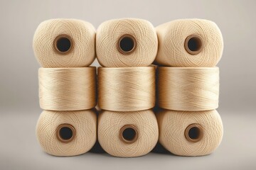 spools of white thread on a light background close up