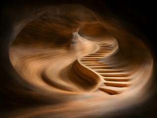 Obraz premium Spiral sandstone canyon stairs; light
