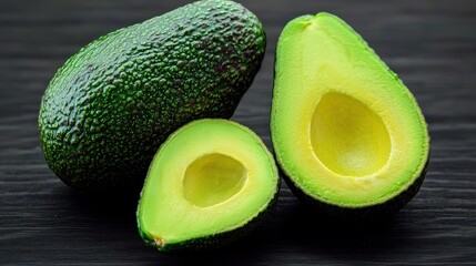 Ripe Avocados on Dark Wood
