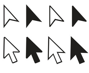 Cursor icon set. Mouse pointer symbol collection. Finger cursor vector illustration. Arrow click sign. Web interface pointer collection.
