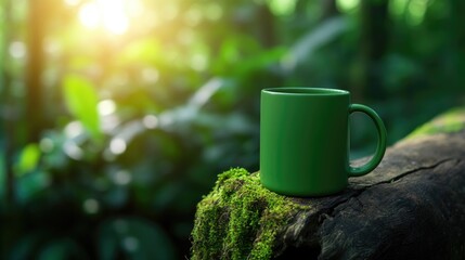 Serene Morning Coffee in the Lush Forest