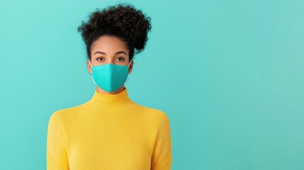 PM2.5 protect concept. Eco friendly Reusable Face Mask in Yellow Made of Natural Fibers