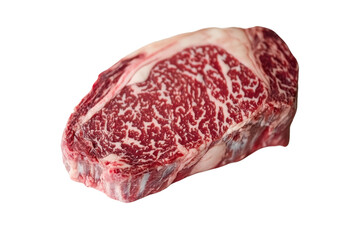 Fototapeta premium A close-up of a marbled beef steak showcasing its rich texture and color, ideal for culinary presentations or recipes.