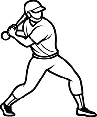 Beautiful Baseball playing silhouette vector illustration, baseball playing line art vector, baseball playing vector icon design
