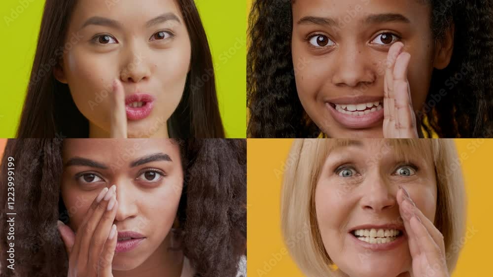 Poster a collection of diverse individuals displaying happiness through gestures and facial expressions. ea