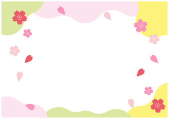 桜の花が舞うおしゃれな春の背景素材2