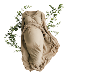 A graceful fabric draped over a figure, complemented by delicate greenery, creating a serene atmosphere and showcasing natural elegance.