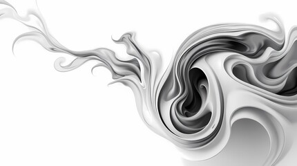 A monochromatic abstract composition featuring swirling, dynamic forms in shades of gray, rendered in a minimalist style with a high contrast ratio, conveying a sense of movement and energy