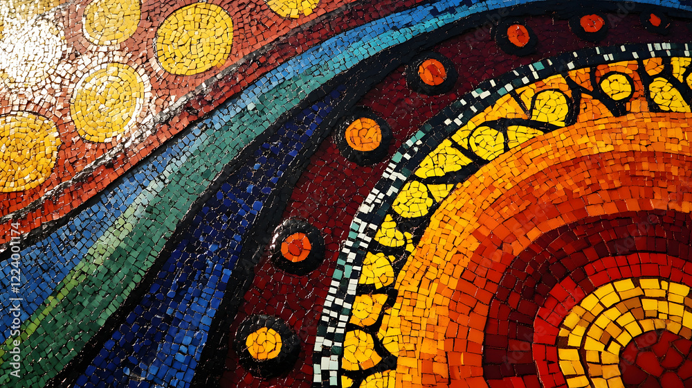 Poster Colorful Mosaic Art with Abstract Patterns Vibrant Creative Design : Generative AI