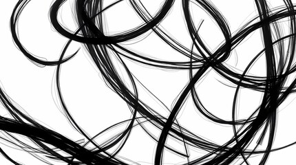 A monochromatic abstract composition featuring swirling, interconnected lines rendered in charcoal, emphasizing texture and contrast, with a minimalist layout and tight framing