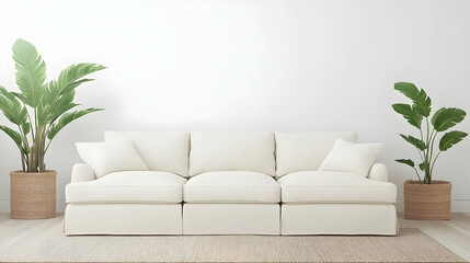 White sofa in minimalist room