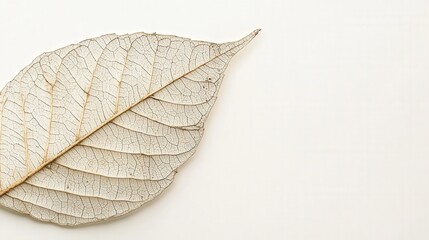 leaf with detailed textures, placed against a white backdrop to emphasize its natural patterns and design