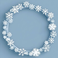 Winter snowflake circle frame, holiday background