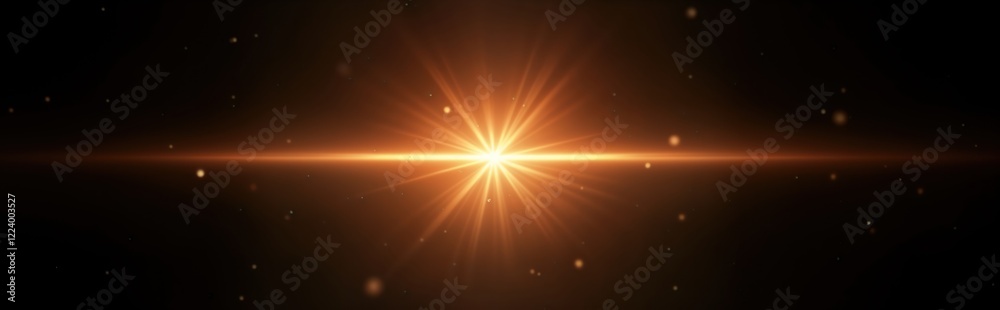 Poster bright golden light burst against dark background. glowing light effect creates starburst. abstract 