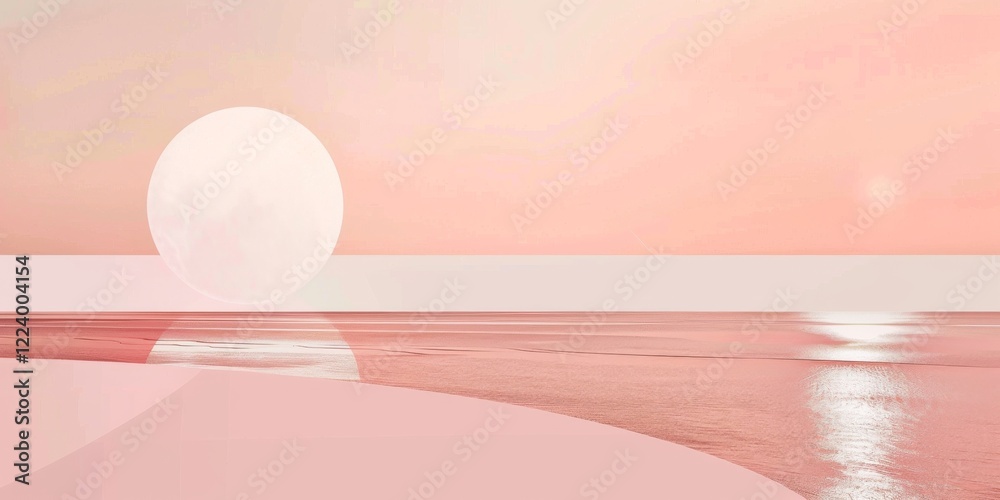 Poster a contemporary minimalist composition with a soft coral background, clean lines and subtle geometric