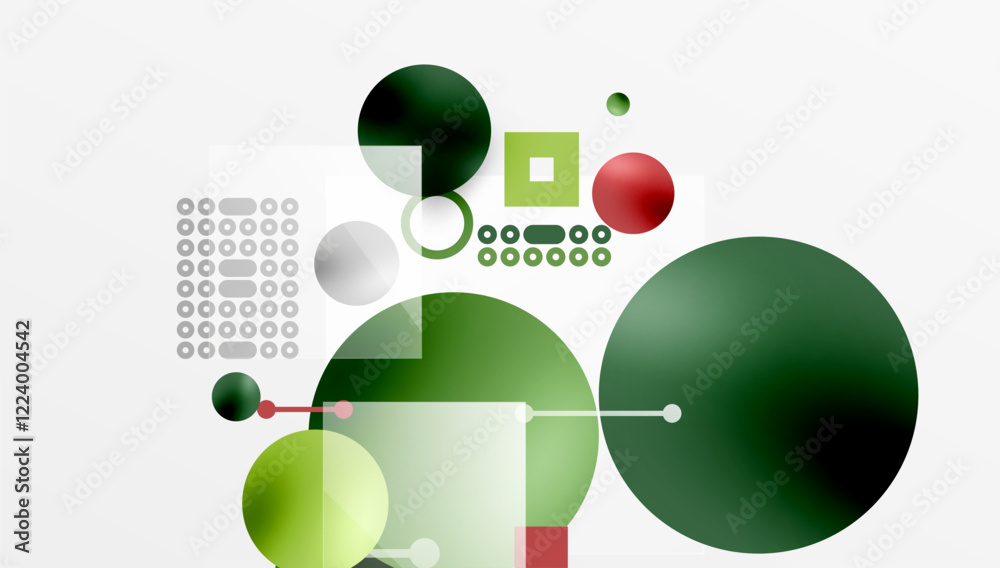 Aufkleber minimalistic abstract vector design, layered geometric shapes circles, squares, and triangles with s