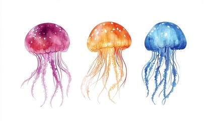 jellyfish drawing with intricate tentacles and a charming expression, set against a minimalist white background