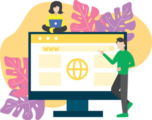 People searching for information Web search concept  Flat vector illustration