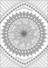 Hand Drawn Mandala Coloring Page For Adults