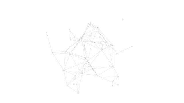 3d render loop of abstract technology plexus connection dot wireframe on white background
