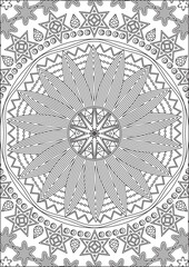 flower mandala adult coloring book page