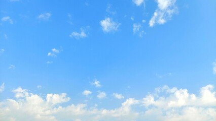 Clear sky and white clouds, natural background photo.