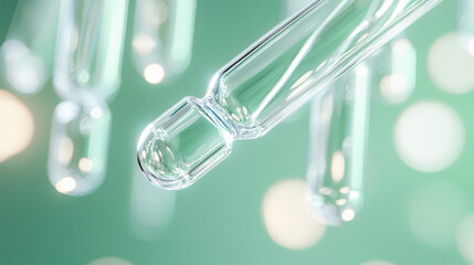 Hyper realistic photo of laboratory test tubes suspended in air, showcasing clarity and detail