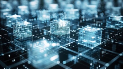 Obraz premium Abstract Digital Network: Cubes and Grids
