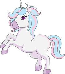 Cute chibi unicorn children cartoon fantasy vector illustration