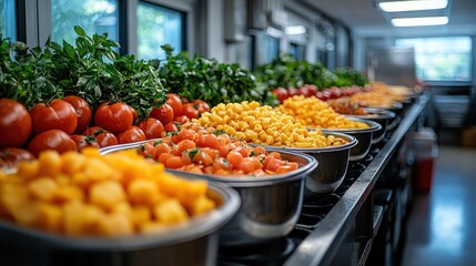 Obraz premium Vibrant Vegetable Prep: A Culinary Showcase of Freshness