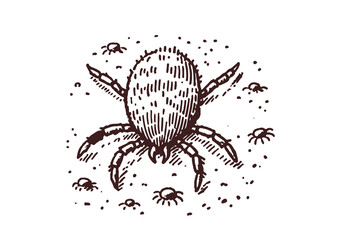 mites hand drawn Illustration Sketch Vector Isolated