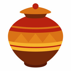 A beautiful African pot vector icon on white background.