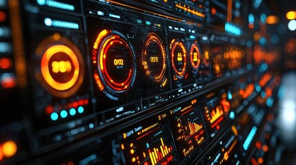 Obraz premium Futuristic Digital Interface: A Glowing Array of Data and Information