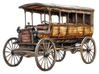 PNG Wooden carriage vehicles illustration vintage antique.