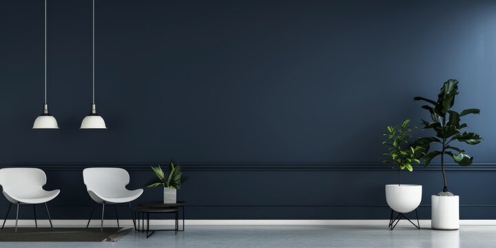 A contemporary minimalist theme with a deep midnight blue background, Clean edges and bold contrasts, Luxe minimalist style