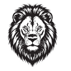 Majestic Lion Head Black and White Graphic