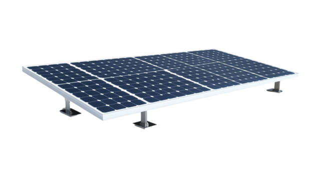 Solar panel on a white isolated background, highlighting renewable energy technology for sustainable power generation.