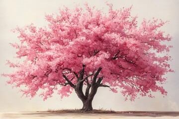 Fototapeta premium Serene Beauty of a Blossoming Cherry Blossom Tree Captured in Full Bloom During the Vibrant Spring Season, Nature's Splendor Showcased