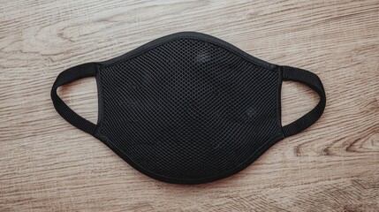 PM2.5 protect concept. Breathable Face Mask with Mesh Panels on Gym Floor