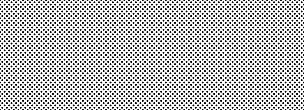 Seamless dotted repeated texture. Black and white polka dot pattern. Repeating endless dots texture. All over halftone wallpaper. Regular grid background. Vector textile or fabric swatch template