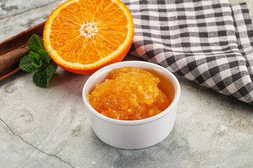 Tasty homemade Orange jam in the bowl