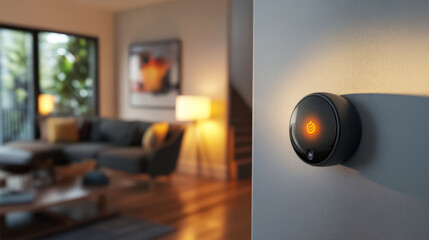 Home automation smart thermostat enhancing cozy living room experience