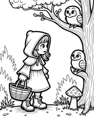  Little Red Riding Hood Meeting Forest Owls