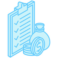 Expenses dual tone isometric 3D color icon. use for modern concept, print, UI, UX kit, web and app development. Vector EPS 10, related to education, business, finance.