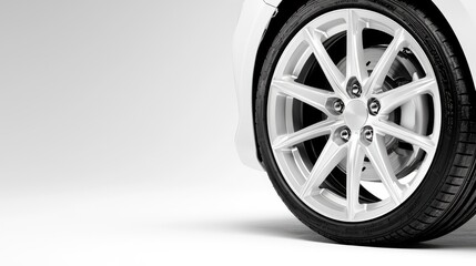 White car wheel close-up, studio shot, clean background, automotive detail