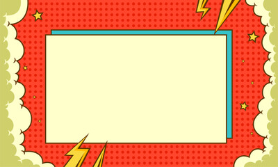 Comic frame with cloud illustration in red © anggi wibisono