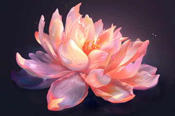orange lotus beautiful on black background