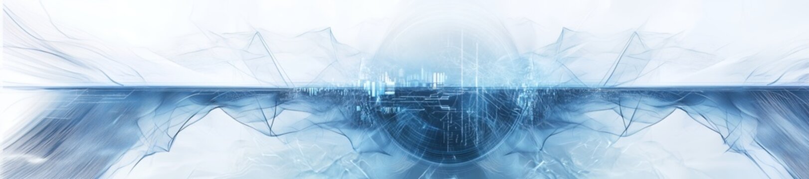 futuristic abstract background design with blue tones and symmetrical digital elements