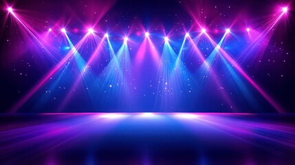 Fototapeta premium Abstract futuristic stage with neon rays , neon, abstract, futuristic, empty, stage, technology, light, rays, glow