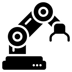 Robot Arm Icon in Glyph Style Suitable for Web and Apps icon, Poster, or Social Media Purpose